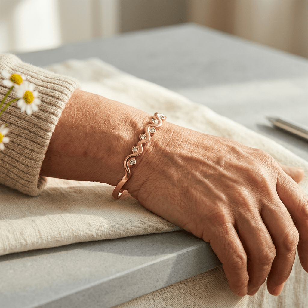 Crystal wave copper cuff bracelet
