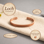 Hand-stamped flower pattern on a solid copper cuff bracelet