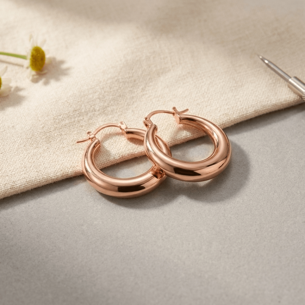 Tapered copper hoop earrings