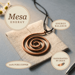 Woman wearing a spiral pendant copper necklace