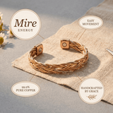 Three-tone herringbone woven copper bracelet in rose, gold and silver-cream