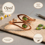 Copper cuff set with green opal stones
