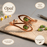Copper cuff set with green opal stones