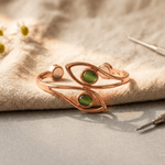 Copper cuff set with green opal stones