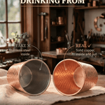Hand-hammered solid copper drinking cup