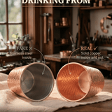 Hand-hammered solid copper drinking cup