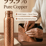 Hand-hammered solid copper water bottle