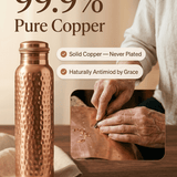 Hand-hammered solid copper water bottle