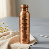Hand-hammered solid copper water bottle