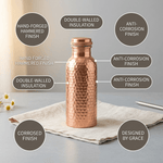 Hand-hammered solid copper water bottle