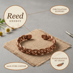 Braided copper anklet with an even, hand-woven pattern