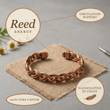 Braided copper anklet with an even, hand-woven pattern