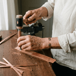 Five-line hand-chased copper cuff bracelet