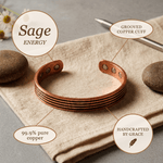 Five-line hand-chased copper cuff bracelet