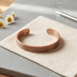 Five-line hand-chased copper cuff bracelet