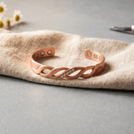 Braided magnetic copper cuff with stone inlay