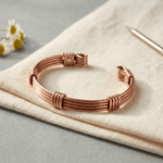 Ridged wire-wrapped copper cuff bracelet