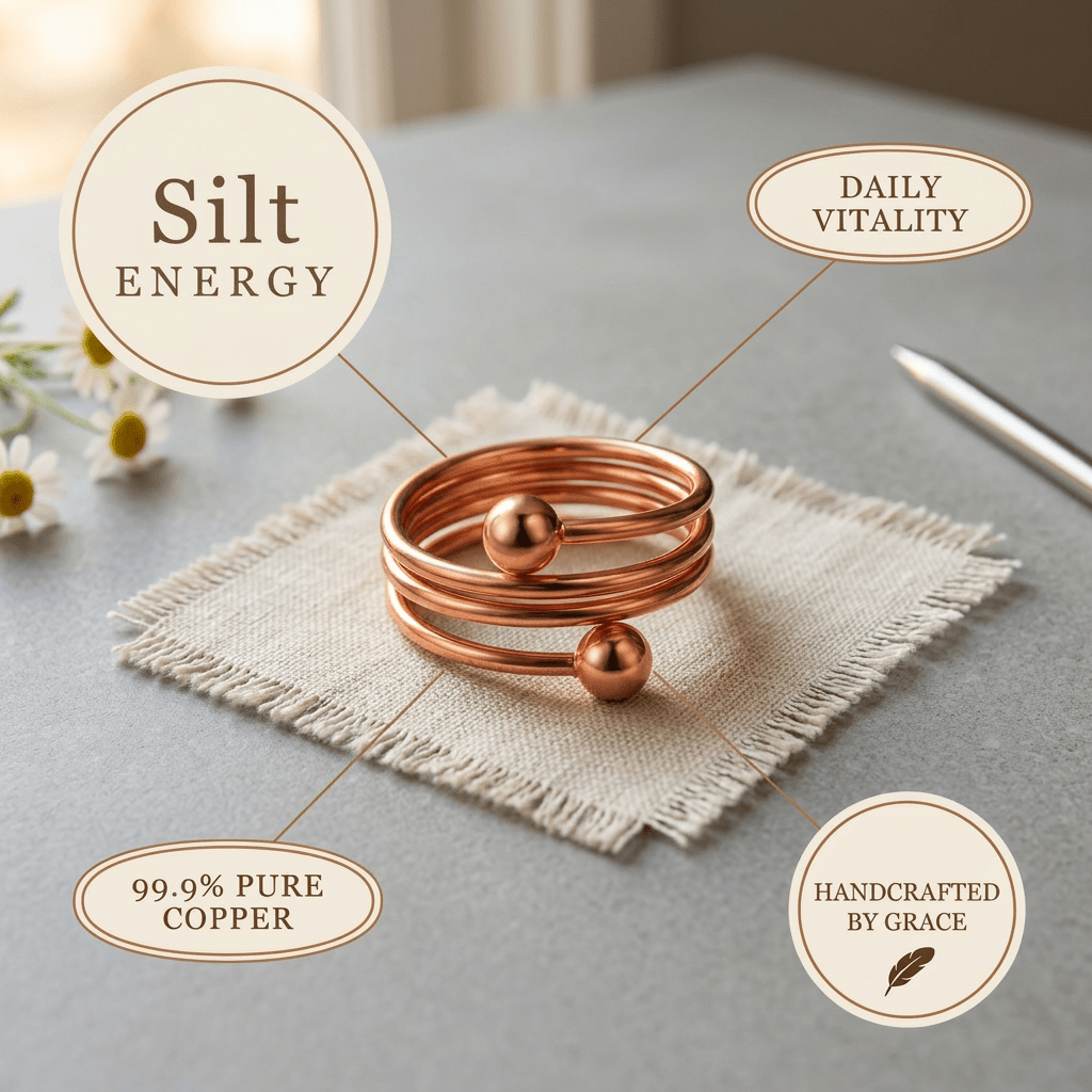 Woman wearing a triple coil copper ring