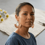 Hammered fan-shaped copper earrings