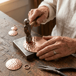 Hammered copper disc drop earrings