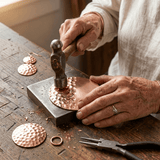 Hammered copper disc drop earrings
