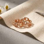 Crystal link copper earrings