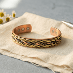 Three-tone twisted copper bracelet in brass, silver and copper