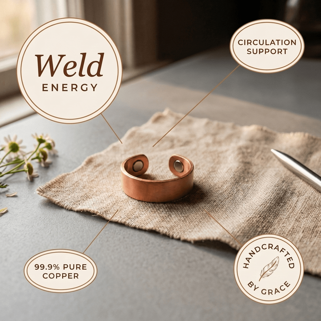 Hammered magnetic copper ring