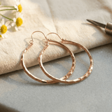 Faceted copper hoop earrings