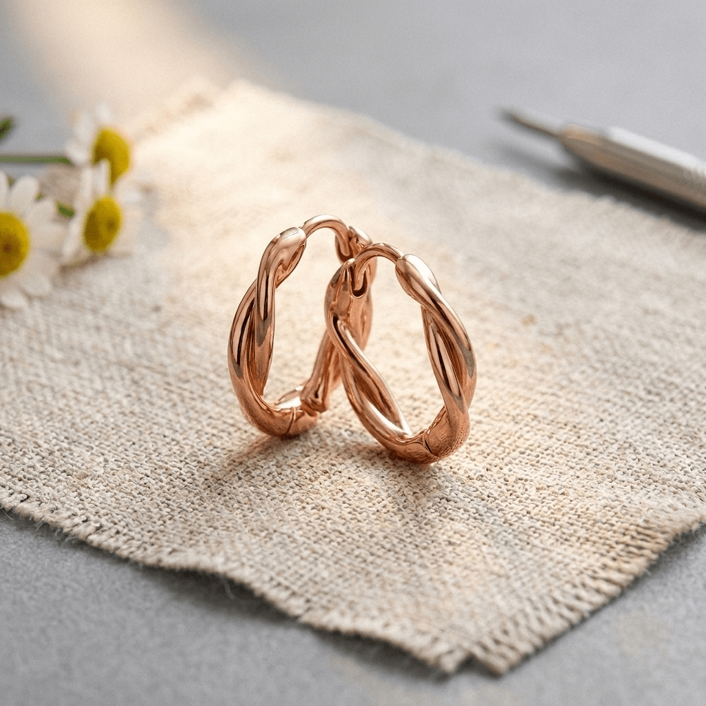 Twisted copper hoop earrings
