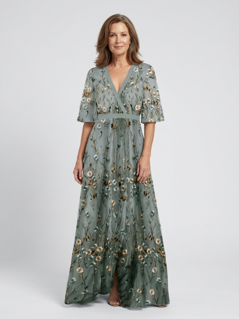 Sage-Embroidery Maxi Dress by Eleanor Vale