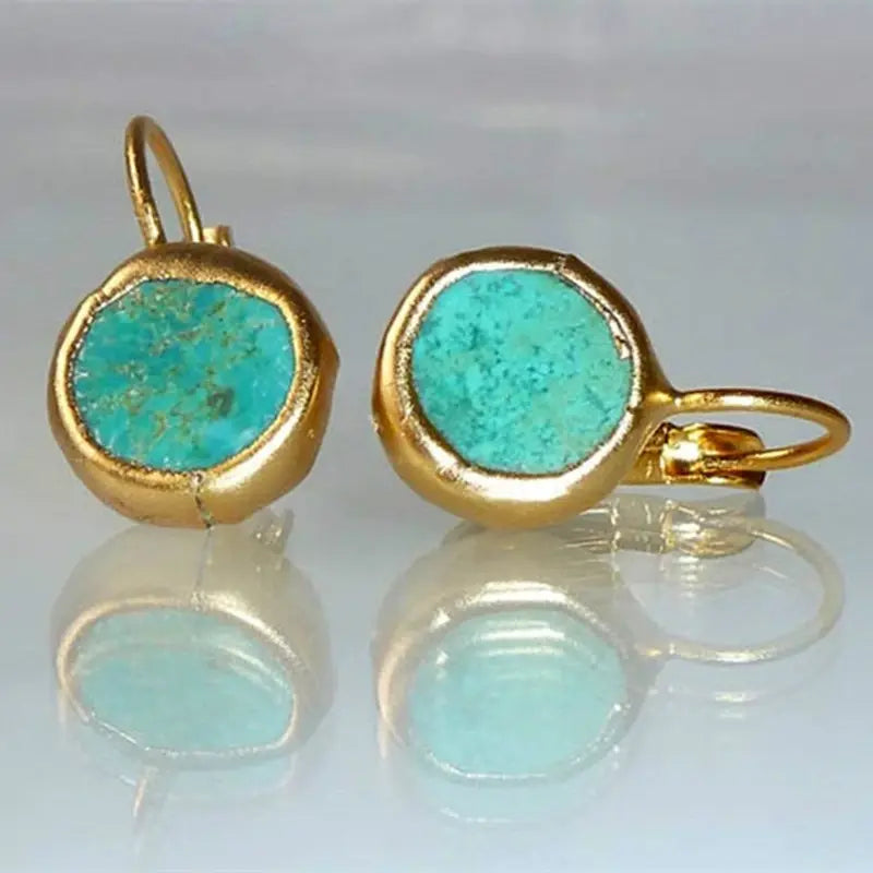 Bezel-Turquoise Earrings by Eleanor Vale