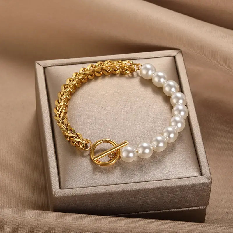 T-Bar Pearl Bracelet by Eleanor Vale