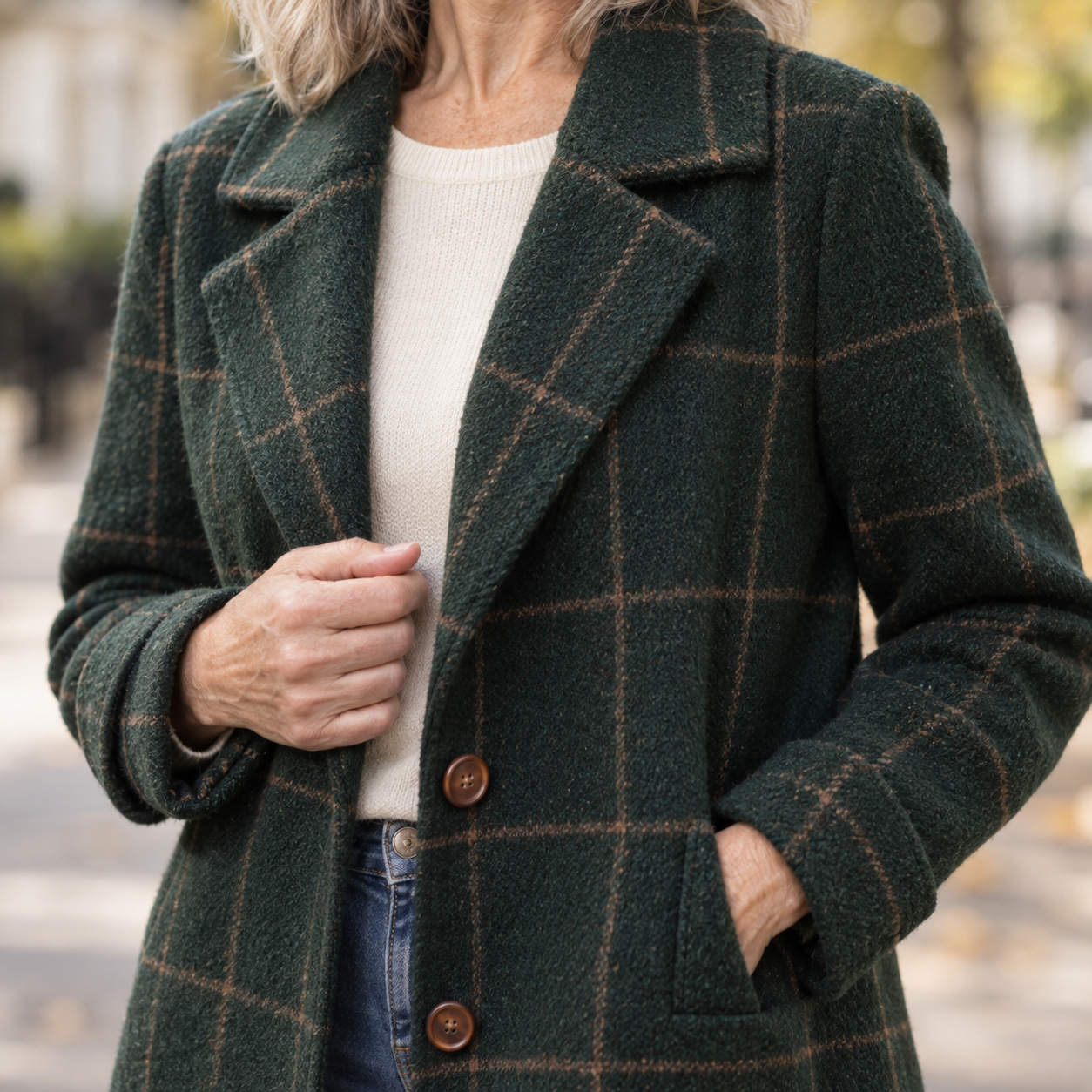 Gwendolen - Windowpane-Check Coat