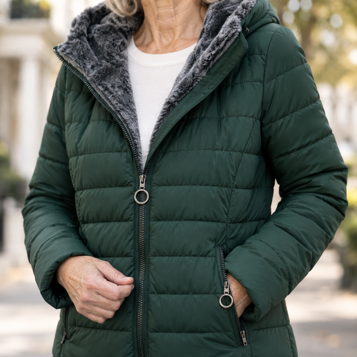 Vera - Sherpa-Hood Quilted Coat