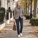 Adelaide - Navy-Trim Stand-Collar Jacket