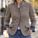 Adelaide - Navy-Trim Stand-Collar Jacket