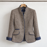 Adelaide - Navy-Trim Stand-Collar Jacket