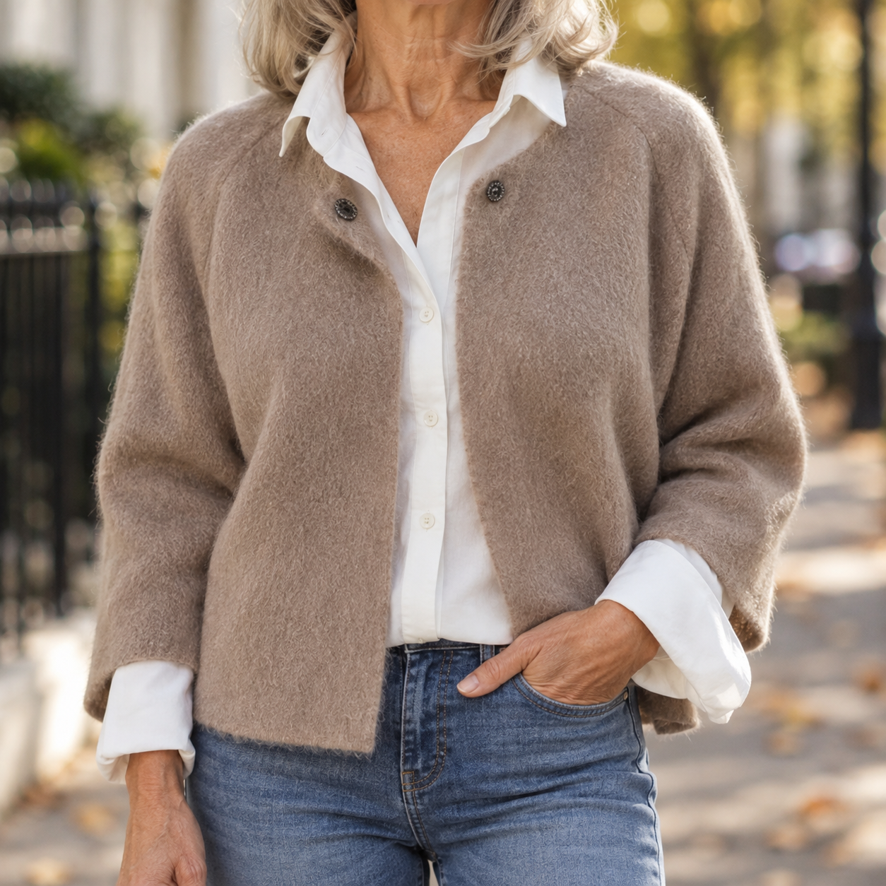 Estelle - Cropped Wool-Blend Jacket