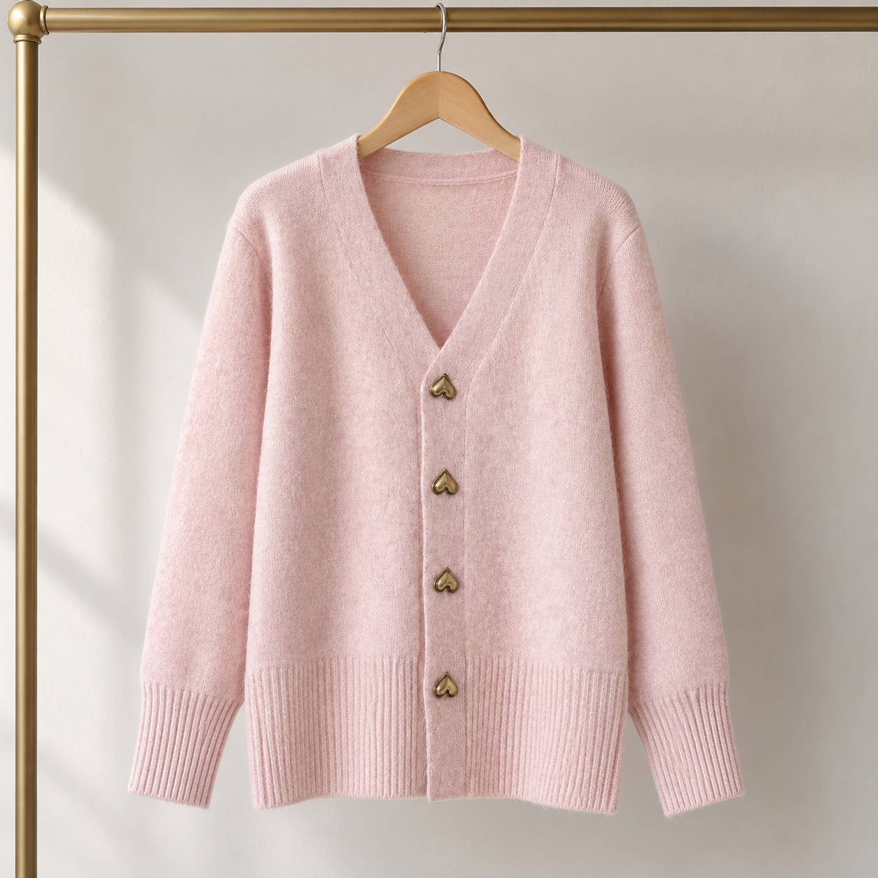 Evelyn - Heart-Button Cardigan