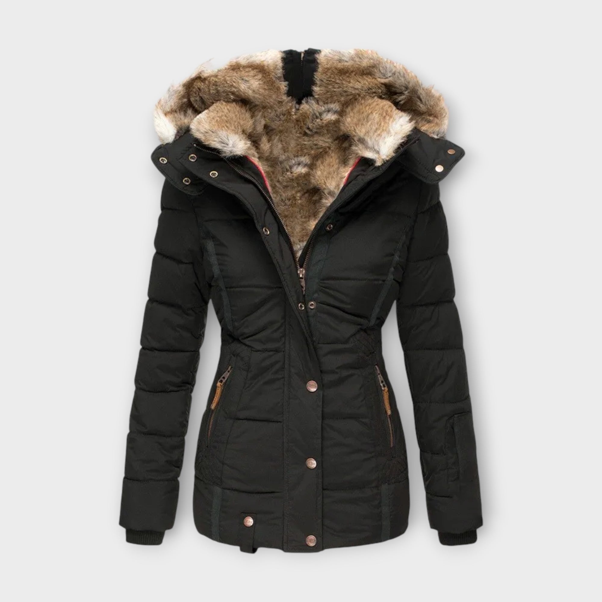 Tan-Trimmed Jacket by Eleanor Vale