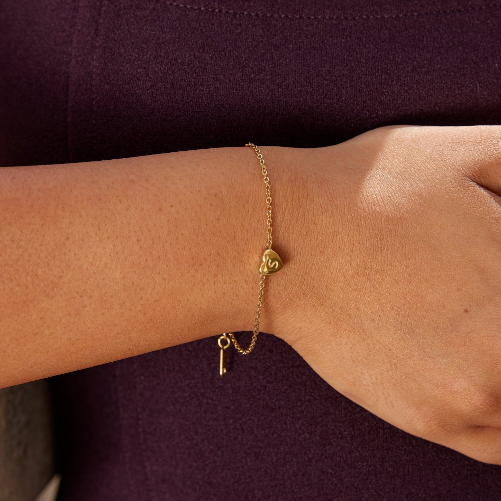 Engraved-Heart Bracelet by Eleanor Vale