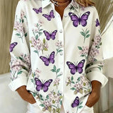 Butterfly and floral print blouse