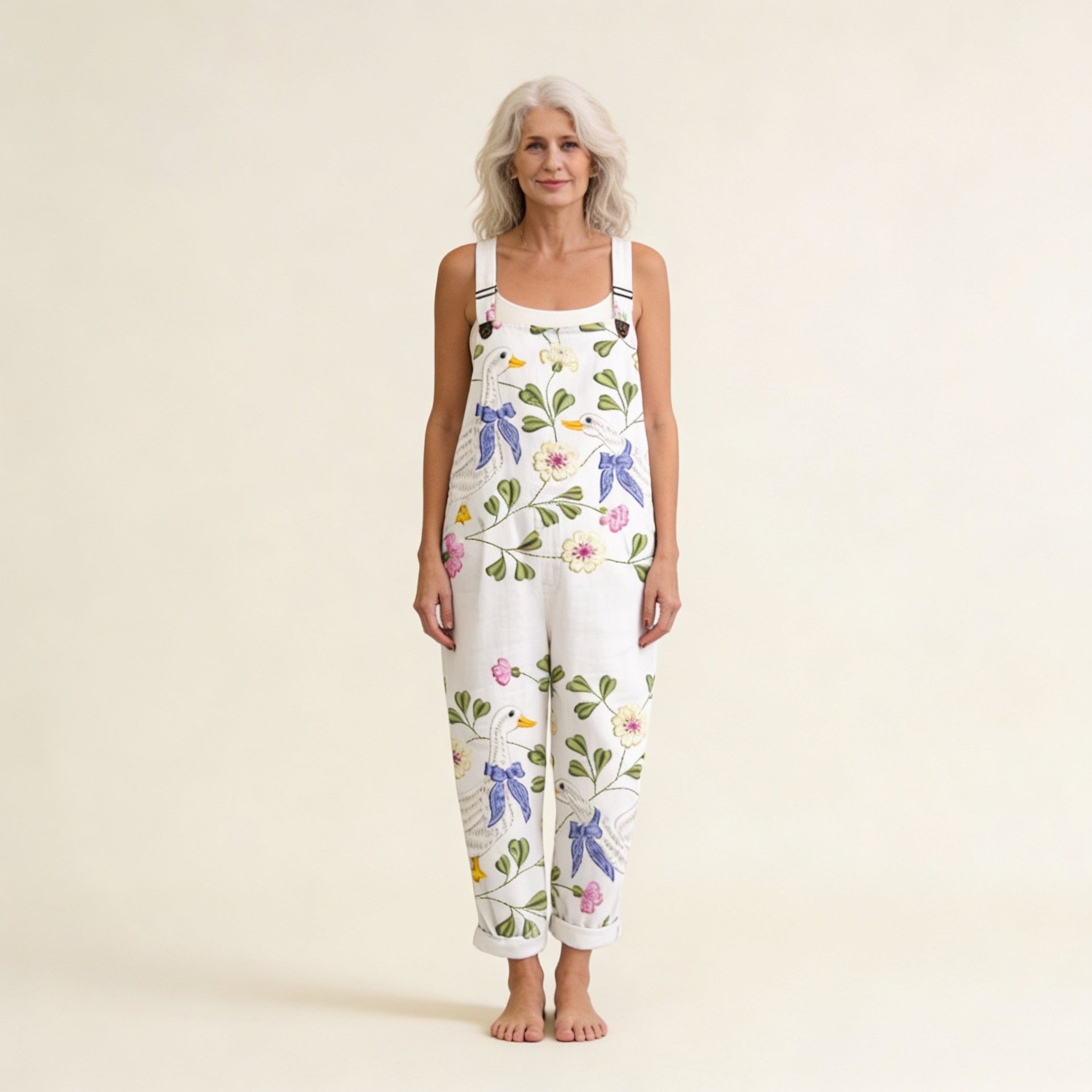Swan-Print Dungarees by Eleanor Vale