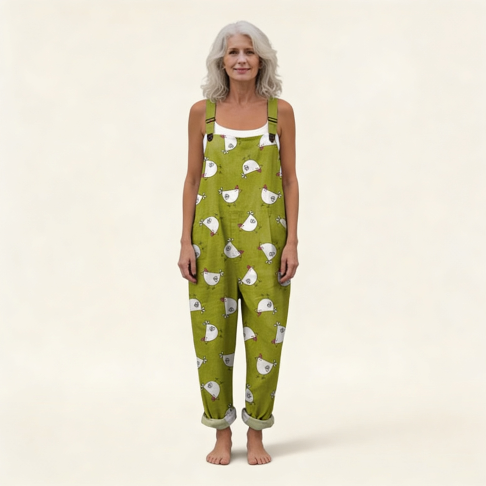 Hen-Print Dungarees by Eleanor Vale