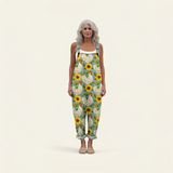 Sunflower-Teal Dungarees by Eleanor Vale