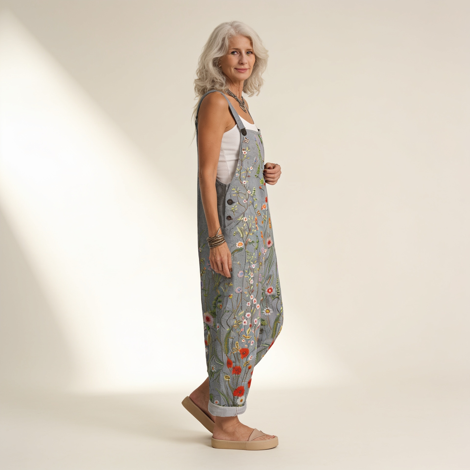 Ash-Floral Dungarees by Eleanor Vale