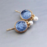 Blue-Intaglio Earrings by Eleanor Vale