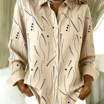 Khaki and black artistic print blouse