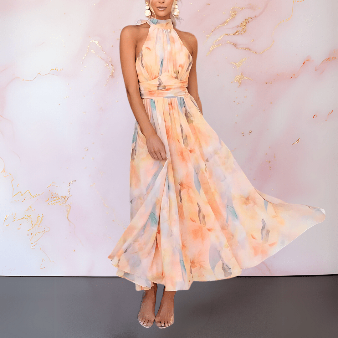 Peach-Halter Dress by Eleanor Vale